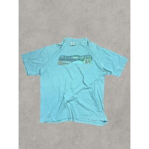 Vintage Eagle Hot Springs Arkansas Graphic T-Shirt 2XL Teal Made in USA Single